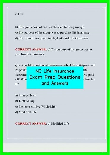 NC Life Insurance Exam Prep Questions and Answers video