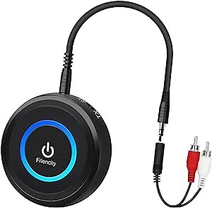 Friencity Bluetooth 5.3 Transmitter Adapter for TV, 2-in-1 Bluetooth Transmitter Receiver for PC MP3 Gym Home Stereo Headphones Airplane Speakers, w/3.5mm AUX and RCA, No Audio Delay, Pair Two at Once