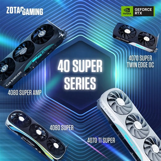 The ZOTAC GAMING GeForce RTX 40 SUPER series GPU family feature 4th Gen Tensor cores, dedicated AI hardware accelerators that help unlock even more potential: - Improving game FPS performance with DLSS3 - Boosting creative workloads with generative AI assets: images, videos, music - Upscaling with RTX Super Resolution - Changing the game modding scene with RTX Remix | ZOTAC | Facebook