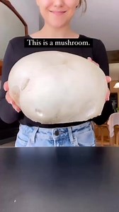 💕🍄PUFFBALL MUSHROOM CHICKN’ by plantyou . . 😳Have you ever seen a puffball mushroom? These enormous white mushrooms grow across North America, commonly found in meadows, farmer’s fields and golf courses. My dad and I went out hunting for one, and FINALLY came across two huge puff balls in a forest. . 👩🏻‍🍳We cleaned off any bugs and dirt, sliced, removed the skin, and braised in vegan butter and garlic. It was kind of rubbery - so we decided to try something else. This time, we coated in aq