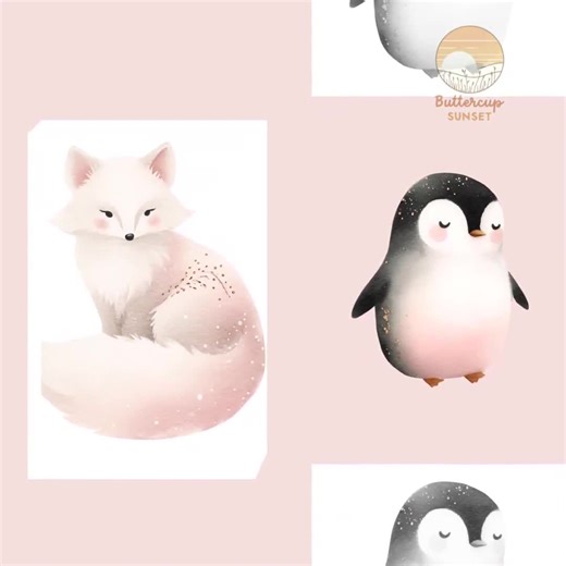 Winter Animals Clipart: Snowy Pine Tree Forest Winter Wonderland Birthday (PNG Digital Download) - Etsy