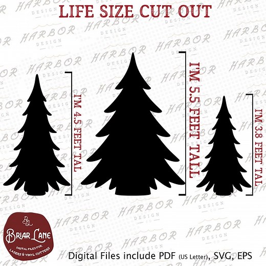 Christmas Tree Cutout Template PDF, Life Size Outdoor Yard Silhouette, Digital Pattern for Wood Decor (set of 3 Trees) - Etsy