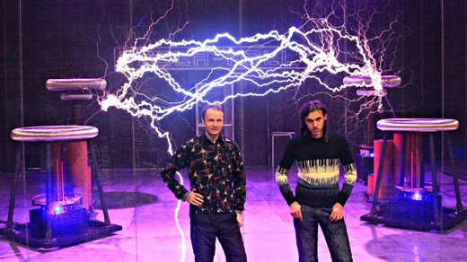 Human struck by lightning during a Tesla coil demonstration at Tesla Park