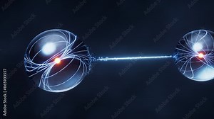 Physics quantum and quantum entanglement, 3d rendering.