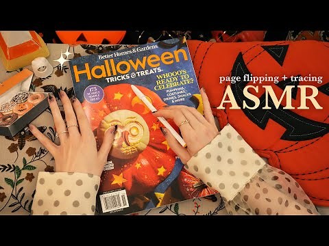 ASMR Halloween Magazine Flip Through 🎃 (whispering + paper sounds + tracing)