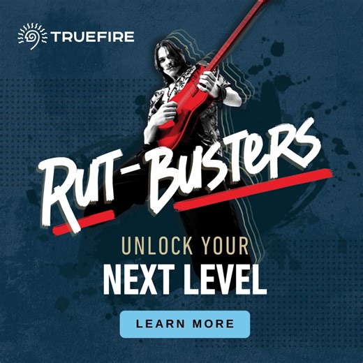 Feeling like your playing has hit a wall? We’ve all been there–looping the same scales and falling back on the same tired licks. This February, it’s time to break the cycle. For a limited time, we’re making it easier than ever to invest in your musical growth with multiple ways to save, PLUS we've cooked up a 4-week Rut-Buster Practice Calendar for Guitarists that is all yours for FREE! https://play.truefire.com/rut-busters | TrueFire