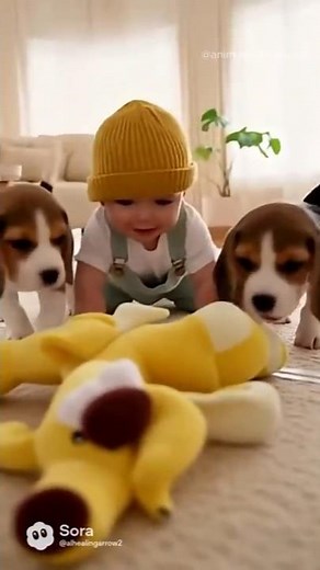 Baby vs Beagles The Cutest Race Ever! 😂