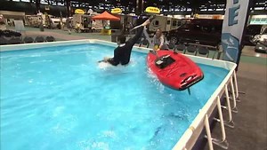 WIPE OUT! That’s one way to make a splash. Mark Rivera ABC7 goes the extra mile in his reporting as he checks out the Chicago Boat, RV & Sail Show: https://abc7.ws/2TDRR4t | ABC 7 Chicago