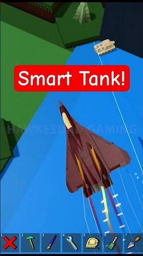 Roblox Build a Boat for Treasure Smart Tank uses Wall to hide from Fighter Jet Attack #babft #roblox