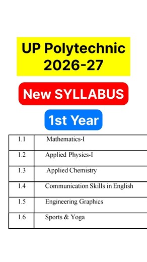 UP Polytechnic 1st Year Syllabus 2026 || Bteup 1st Semester Syllabus 2026
