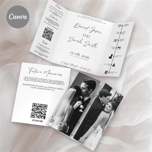 Hand Drawn Wedding Gatefold Invitation,whimsical Folded Wedding Invitegatefold Wedding Invitations Folded Wedding Invitephoto Wedding Invite - Etsy