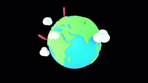Download 3D Cartoon Earth Rotating with Red Location Pins 2D Animation Alpha Channel for free