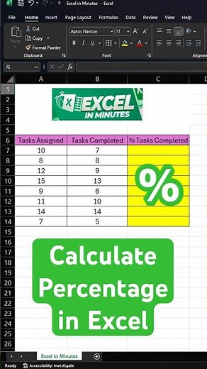 Excel Trick: Calculate Percentage % of Tasks Completed Automatically