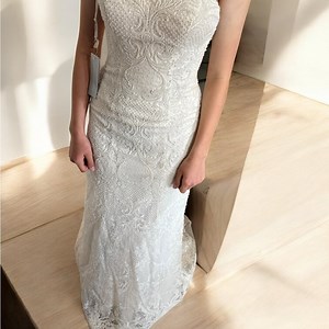 wedding dress Oleg Cassini Ivory Lace Strapless Beaded size 4 nwt