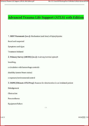 Advanced Trauma Life Support Atls 10Th Edition Questions Witupdate video
