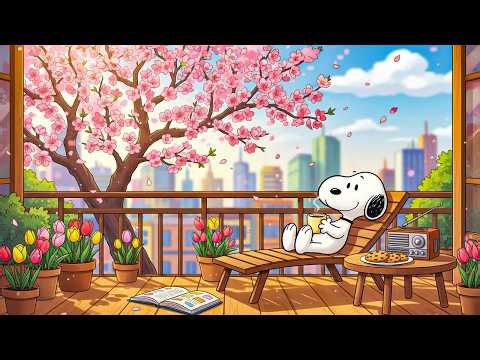 Snoopy’s Perfect Spring Balcony Escape 🌸☕️ | Lofi Beats for Focus, Relax & Cozy City Moments