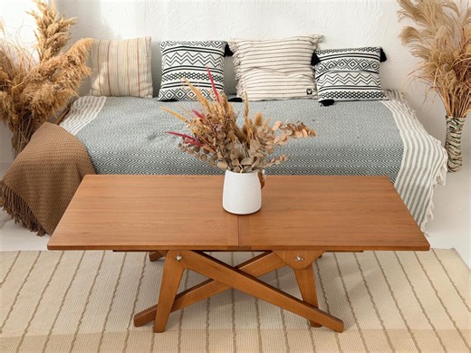 Convertible Solid Wood Table – Lift-top Extendable Coffee to Dining Table, Adjustable Height Space-saving Transformer for Small Apartments - Etsy