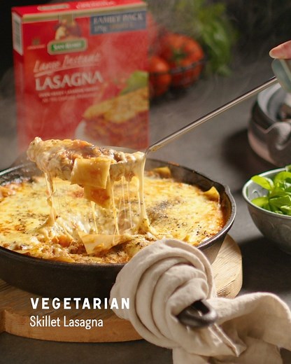 Easy. Cheesy. Beautiful! Introducing our Vegetarian Skillet Lasagna, featuring San Remo Large Instant Lasagna sheets and not one, not two, but THREE incredible cheeses. It’s the ultimate dish to Make Friday Night Pasta Night! 🧀 Full recipe. ➡️ sanremo.com.au/recipes/vegetarian-skillet-lasagna | San Remo