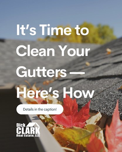 How to clean your gutters: 🏠🍂 First, position a ladder near a downspout and hook a bucket to the top of the ladder. With gloved hands and a trowel, remove large debris (leaves, twigs, etc.) and dump it into the empty bucket. Work your way toward the opposite end, away from the downspout. To clean out the remaining dirt and small debris, climb the ladder and use a hose with a spray nozzle. Once you’re positioned at the end of the gutter opposite the downspout, open the nozzle and flush out the 