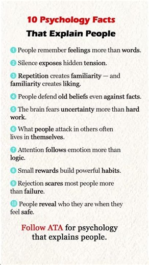 10 Psychological Truths That Explain People #psychology #facts