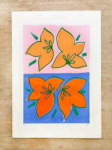 A2 Abstract Floral Monotype/Screen Print