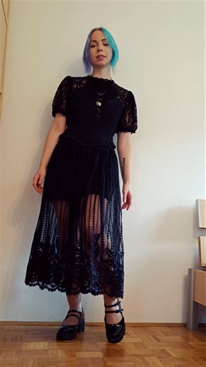 Gothic outfit from recent thrifts and handmade corset top 🖤