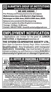 #jobs #JobSearch #jobopportunities #jobvacancy #JobOpportunity #jobs #JobAlert #jobseekers #jobsearching #jobsnearme #jobsearchtips #jobvacancies #jobvacancy2025 #JobVacancies2025 #JobVacancyAlert #Telangana #JobVacancies2025 #jobopportunities #hyderabad #hyderabadjobs #Secunderabad #Secunderabadjobs #vishakapatnam #vishakapatnamjobs #tanuku #tanukujobs #bhimavaram #Vijayawada #guntur #karimnagar #nalgondanews #RajahmundryCity Source Eenadu epaper | Latest Jobs Info | Facebook