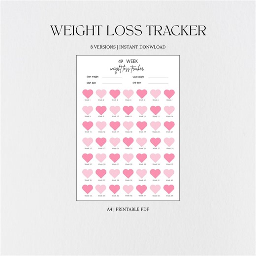 Easy Weight Tracker Printable, Weight Loss Journal, Weight Log Template, Weight Loss Planner, Weight Record Sheet, A4, Instant Download PDF - Etsy