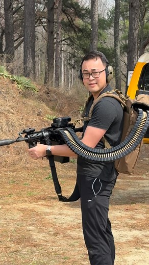 AIMBOTVET on Instagram: "The very first testing of Project War Machine mainly testing if the feed chute/backpack will allow for a snag free flow of the belt and if the adapter I put together would hold and allow for reliable feeding of the belt into the gun. Overall it went well #projectwarmachine . . #fullsendfriday #fullautofriday #beltfed #fightlite #fightlitemcr"