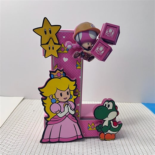 Princess Peach 3D Letter: Mario Bros Party Decor, 7" Cardstock - Etsy