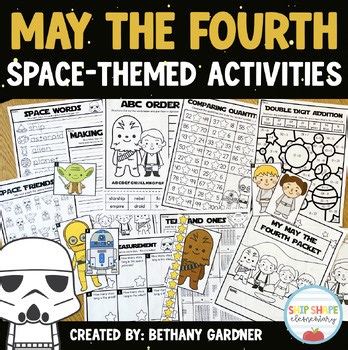 May 4th Star Wars Activities Space Galaxy Worksheets First Grade Kinder ELA Math