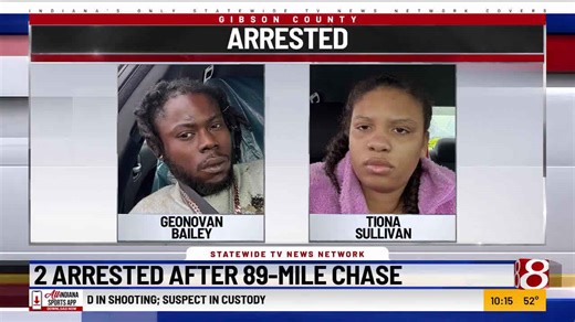 2 arrested after 89-mile chase that ended in Gibson County, Indiana