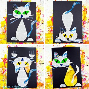Cool Cat Newspaper Art Project for Kids