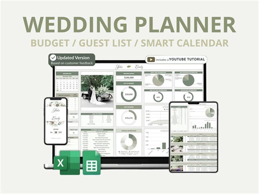 Wedding Planner Spreadsheet | Budget Tracker, Timeline Checklist, Guest List & Seating Plan | Editable Wedding Organizer - Etsy