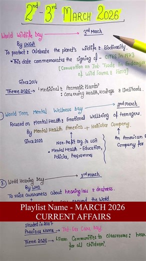 3rd-2nd March 2026 || Daily current affairs || Handwritten notes || An Aspirant !