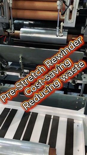 Pre-stretch film rewinding machine running demo