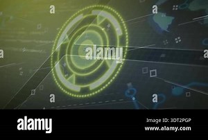 Interface appearing showing rotating ring incrementing numbers drifting icons visualizing data flow. Technology, data visualization, futurism, digital interface, innovation, cyber, analytics Stock Video Footage - Alamy