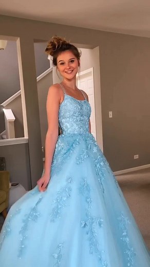 Stunning Prom Look for Finals at Home in Blue Cinderella Dress
