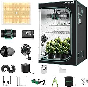 MARS HYDRO 4x4 Smart Grow Tent Kit with WiFi-Integrated Controller 43,300W TSW2000 LED Programmable&Dimmable Grow Light,48"x48"x80" 1680D High Reflective Mylar,6 inch Automatic Ventilation System