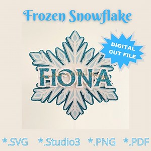 Frozen Snowflake SVG File for Cake Topper | Snowflake Svg Design for Cricut Cameo SVG | Instant Download **name or Font Not Included** - Etsy