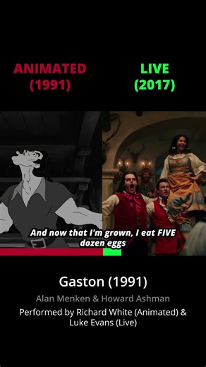 ANIMATED vs. LIVE: Gaston (Beauty and the Beast) - Richard White vs Luke Evans #disneyvillains