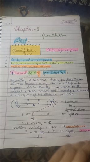 Class 9th science chapter - gravitation notes #trending #shorts #notes