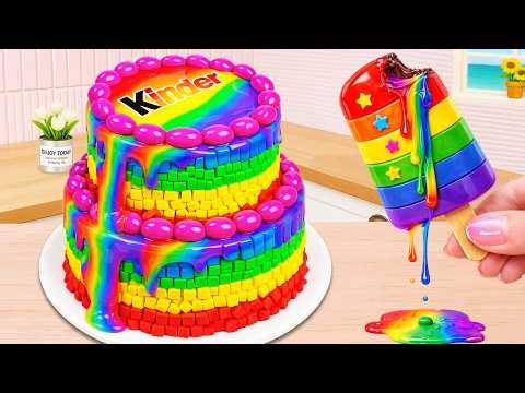 Satisfying Melting Rainbow Kinder Cake 🌈 How to Decorate Perfect Mini Cake 🎂 Yummy Little Cakes