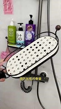 No-drill shower caddy with adjustable height and angle, durable and stable