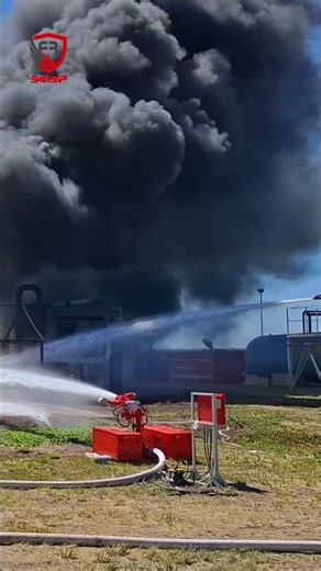 Watch firefighting robots take down an oil & gas fire