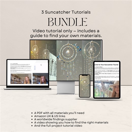 3 Suncatcher Tutorials Bundle – DIY Crystal Designs   Materials Guide