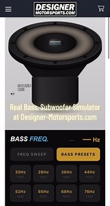Try our new Subwoofer simulator! Creates real bass frequencies. Use it to test your real car subwoofer setup, or just have fun messing with the simulation! Available at Designer-Motorsports.com #caraudio #subwoofer #music #bass #tools