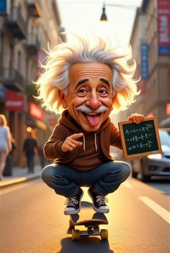 What Would Happen If Albert Einstein Rode a Skateboard? 😂 Epic Cartoon! #Einstein #Skateboard #Short