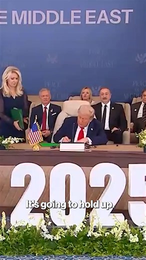 47K views · 1.2K reactions | President Trump signed the Gaza peace agreement at a conference with world leaders in Egypt. "This took 3,000 years to get to this point, can you believe it? And it's going to hold up," Trump said as prominent leaders from Europe and the Muslim world sat arrayed behind him. | New York Post | Facebook