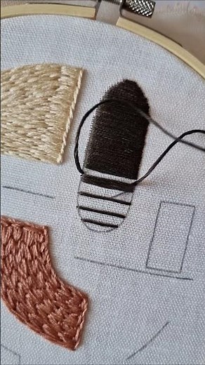 How to fill a large area with satin stitch✨️ Abstract embroidery🤍 #embroidery #tutorial #diy #craft